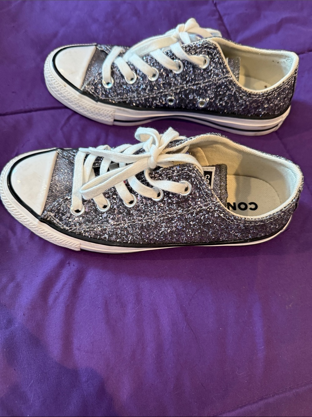 Converse Glitter Low-Top Sneakers - Purple Glitter with White Accents